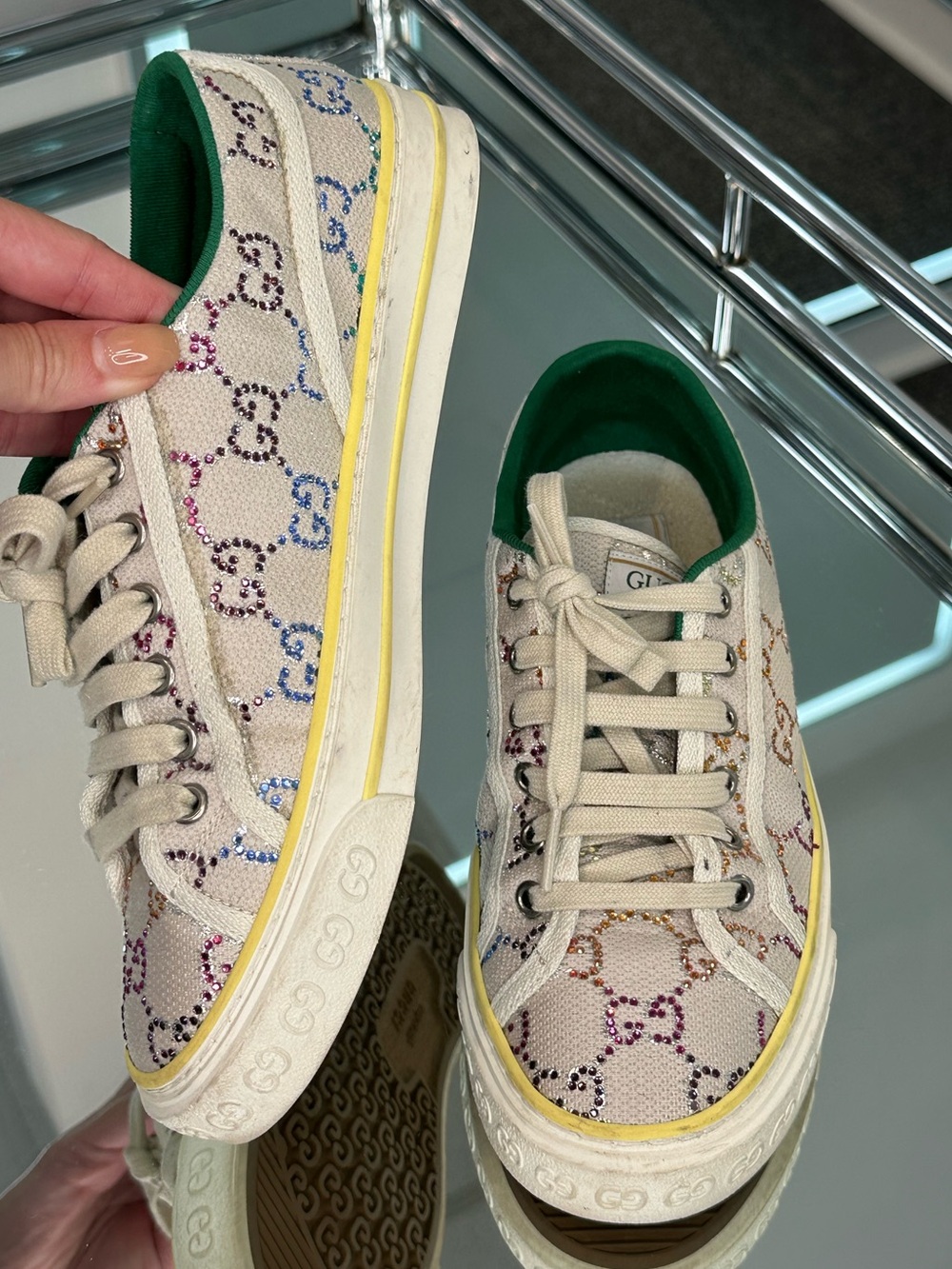 Gucci Tennis 1977 Crystal-Embellished Sneakers